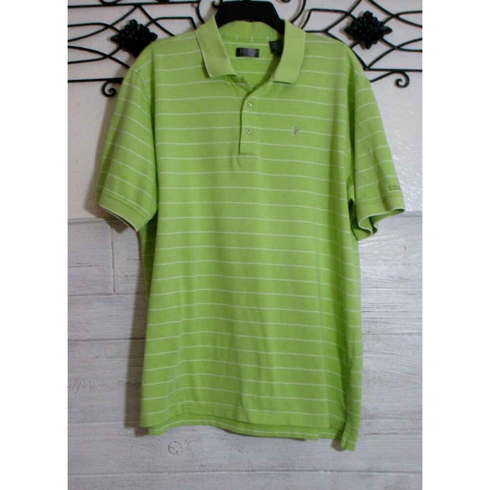 Izod Golf Polo Men's Size L Green Striped Short Sleeve Pima Cotton Blend